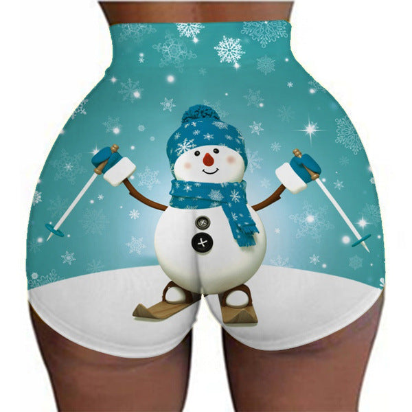 Women's Christmas sports legging shorts hip-lifting yoga pants plus size Angelwarriorfitness.com