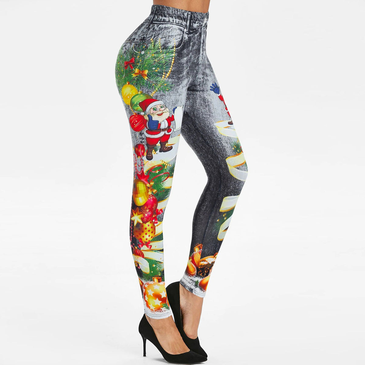 Christmas Printed Sports Hip Raise High Waist Leggings Angelwarriorfitness.com