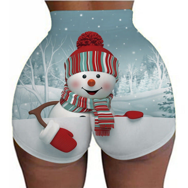 Women's Christmas sports legging shorts hip-lifting yoga pants plus size Angelwarriorfitness.com