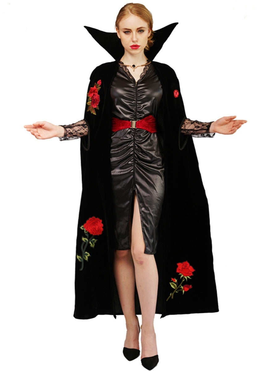 Couple's Halloween Rose Embroidery Vampire Stage Performance Party Costume Angelwarriorfitness.com