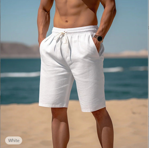 Summer Drawstring Shorts Elastic Waist Straight Pants Beach Breathable Shorts For Men Clothing Angelwarriorfitness.com