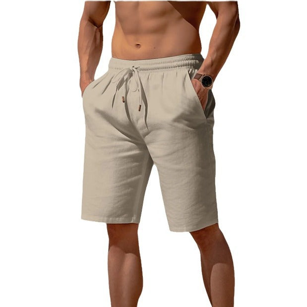 Summer Drawstring Shorts Elastic Waist Straight Pants Beach Breathable Shorts For Men Clothing Angelwarriorfitness.com