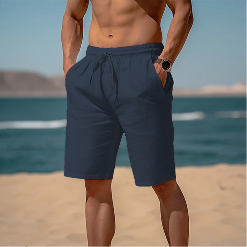 Summer Drawstring Shorts Elastic Waist Straight Pants Beach Breathable Shorts For Men Clothing Angelwarriorfitness.com