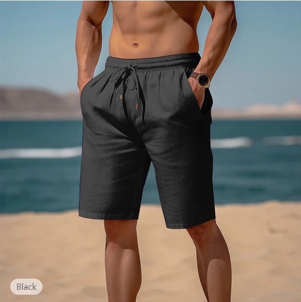 Summer Drawstring Shorts Elastic Waist Straight Pants Beach Breathable Shorts For Men Clothing Angelwarriorfitness.com