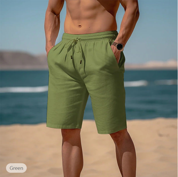 Summer Drawstring Shorts Elastic Waist Straight Pants Beach Breathable Shorts For Men Clothing Angelwarriorfitness.com