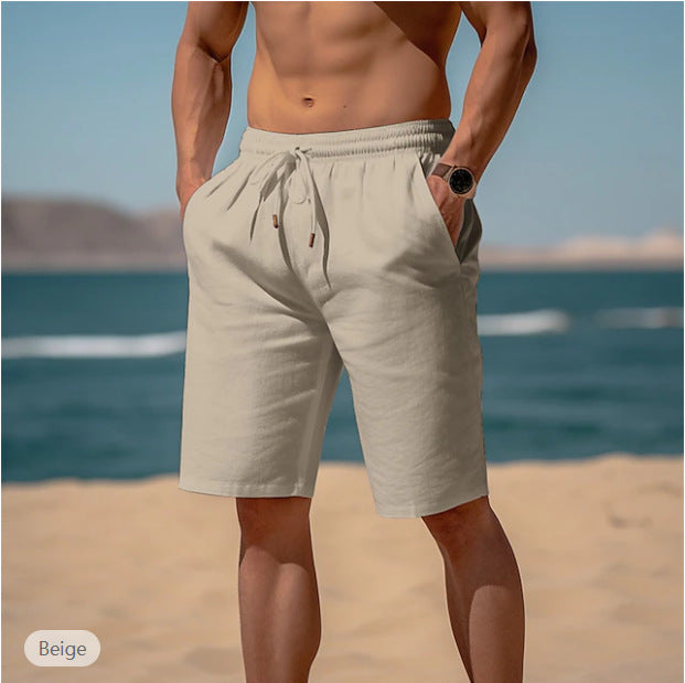 Summer Drawstring Shorts Elastic Waist Straight Pants Beach Breathable Shorts For Men Clothing Angelwarriorfitness.com