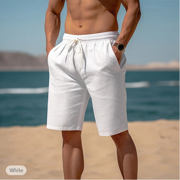 Summer Drawstring Shorts Elastic Waist Straight Pants Beach Breathable Shorts For Men Clothing Angelwarriorfitness.com