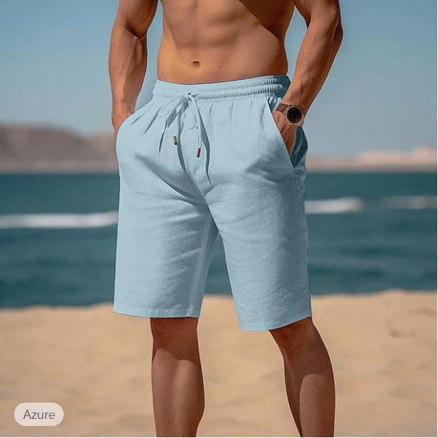 Summer Drawstring Shorts Elastic Waist Straight Pants Beach Breathable Shorts For Men Clothing Angelwarriorfitness.com