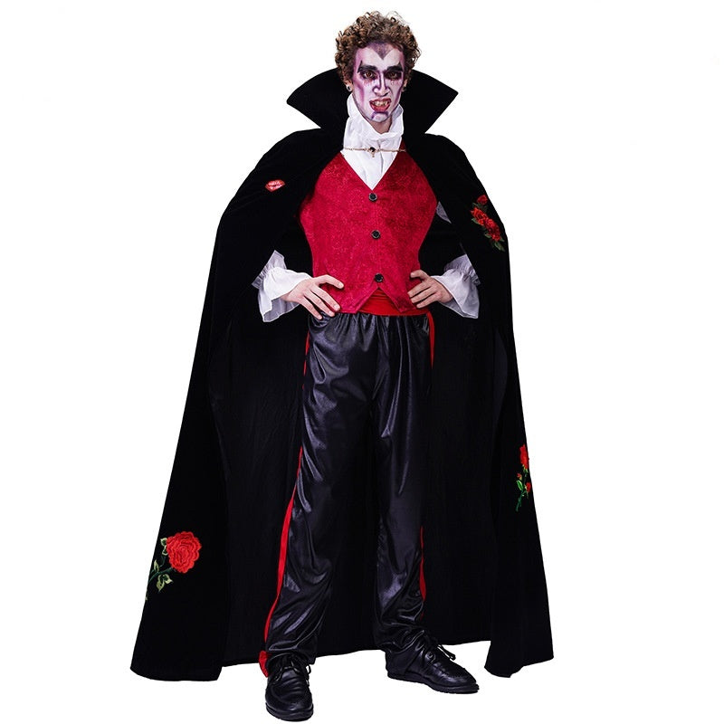 Couple's Halloween Rose Embroidery Vampire Stage Performance Party Costume Angelwarriorfitness.com