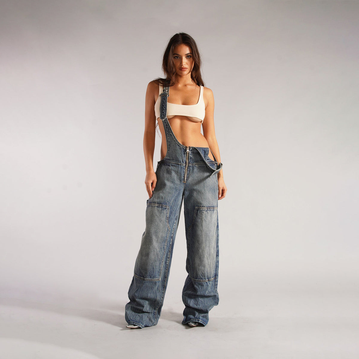 Y2K Denim Overalls With Pockets Fashion Loose Jumpsuit Streetwear Zipper Jeans Pants Womens Clothing Angelwarriorfitness.com