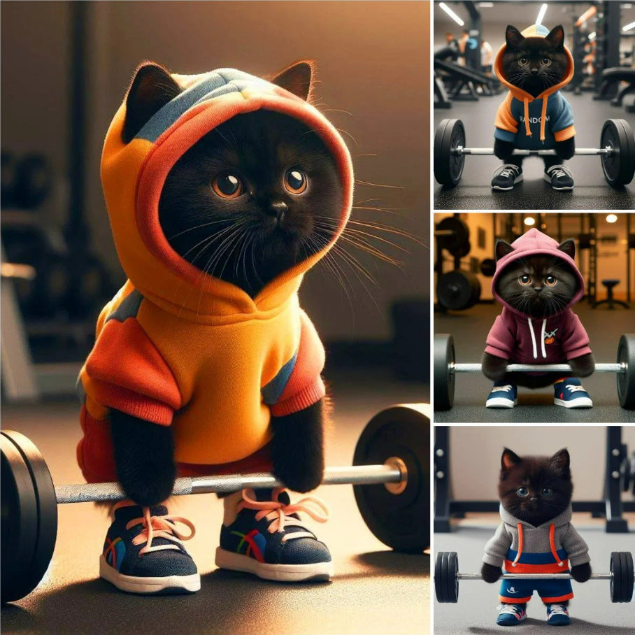 Cute Fitness Cat Sculptured Ornaments Angelwarriorfitness.com