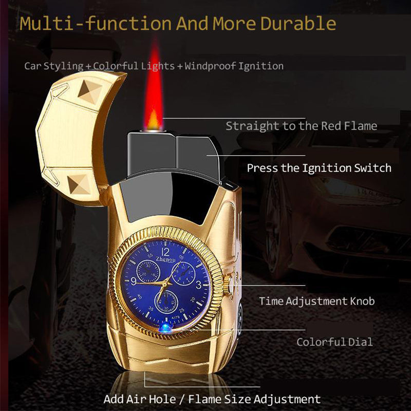 Sports Car Windproof Watch Lighter Creative Colorful Flashing Light Angelwarriorfitness.com