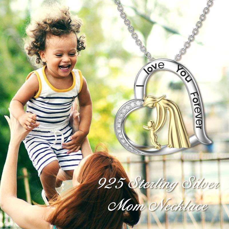 Mom Gifts 925 Sterling Silver Mother Daughter Necklace Love Heart Pendant Jewelry Gifts Angelwarriorfitness.com