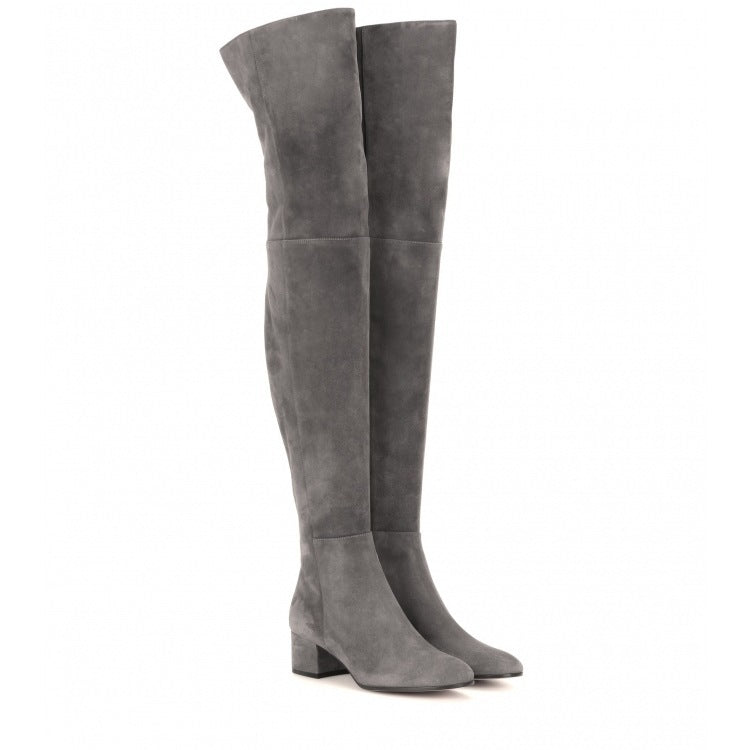 Flat Boots Over The Knee Boots Gray Women's Boots High Boots Angelwarriorfitness.com