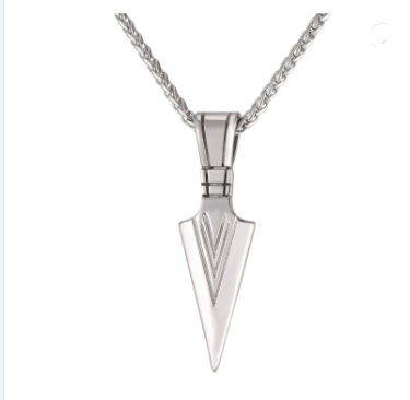 European America jewelry men stainless steel spear necklace with chain Angelwarriorfitness.com