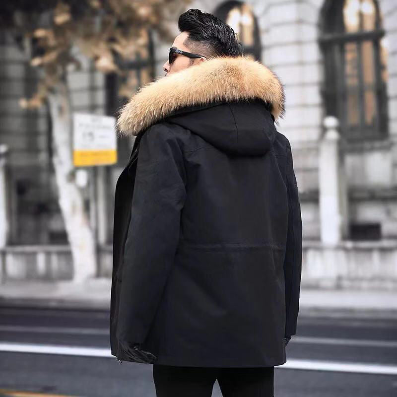 Mid-Length Faux Fur Raccoon Fur Liner Thick Coat Angelwarriorfitness.com