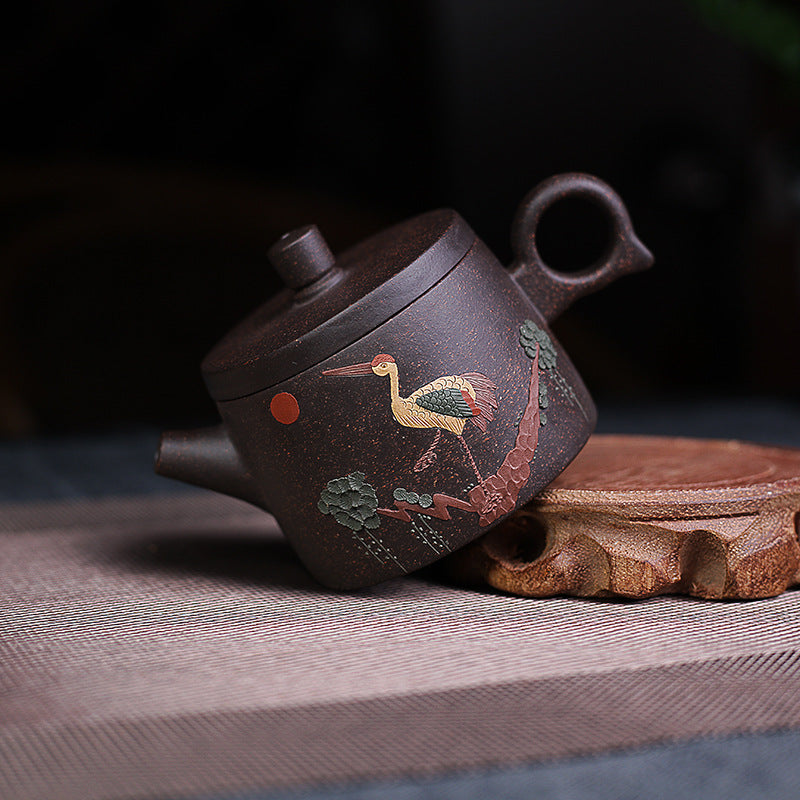 Red Phoenix Chaoyang teapot rich and noble longevity pot crane asked teapot black gold sand teapot Angelwarriorfitness.com