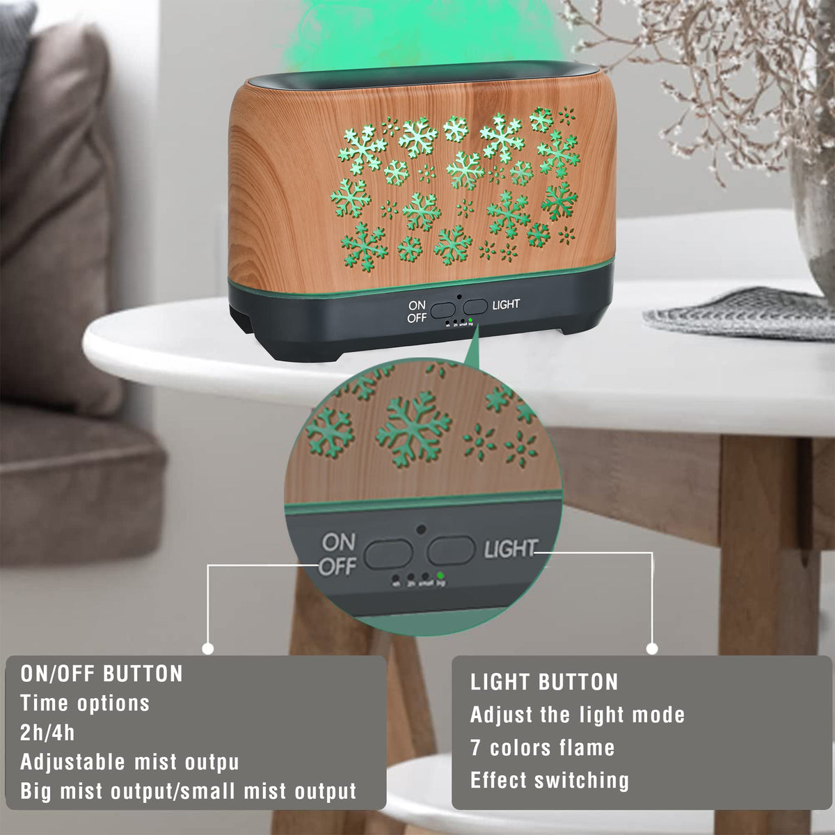 Christmas Snowflake Pattern Humidifier Household Colorful Aromatherapy Humidifier Atmosphere Colorful Diffuser Angelwarriorfitness.com