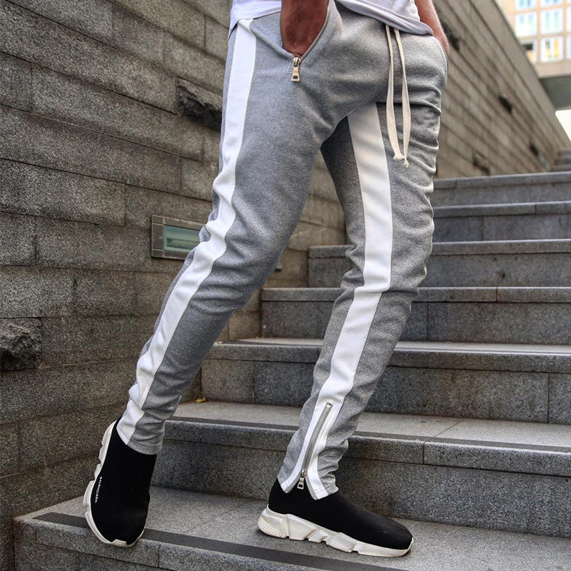 Men's Gym Slim Tapered Sweatpants Workout Jogging Pants Fitness Zipper Pockets Angelwarriorfitness.com