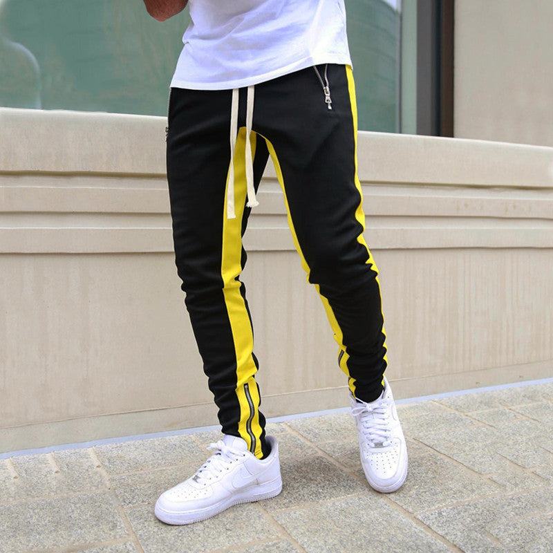 Men's Gym Slim Tapered Sweatpants Workout Jogging Pants Fitness Zipper Pockets Angelwarriorfitness.com