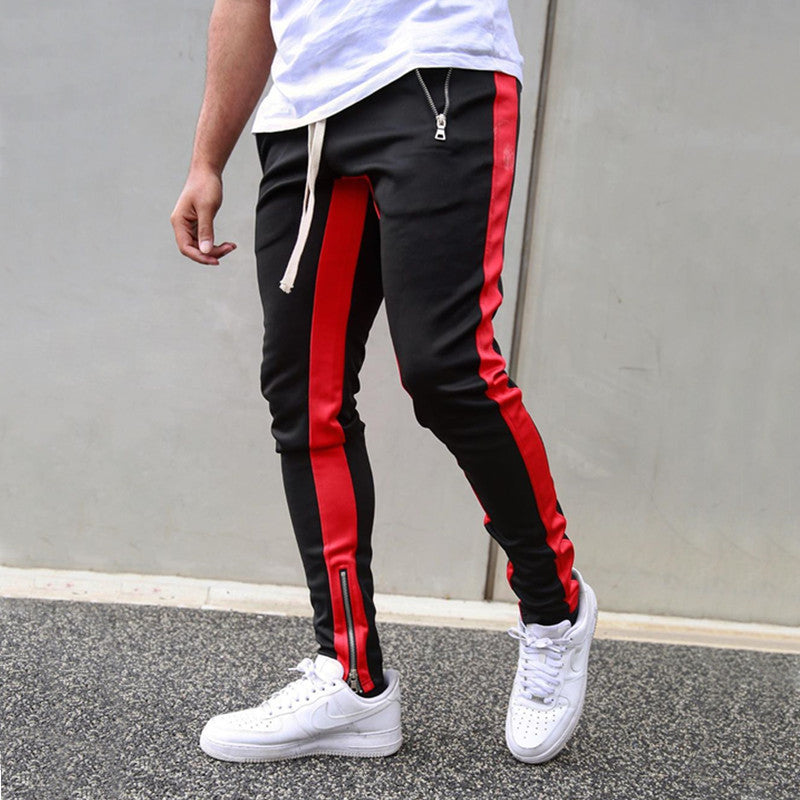 Men's Gym Slim Tapered Sweatpants Workout Jogging Pants Fitness Zipper Pockets Angelwarriorfitness.com