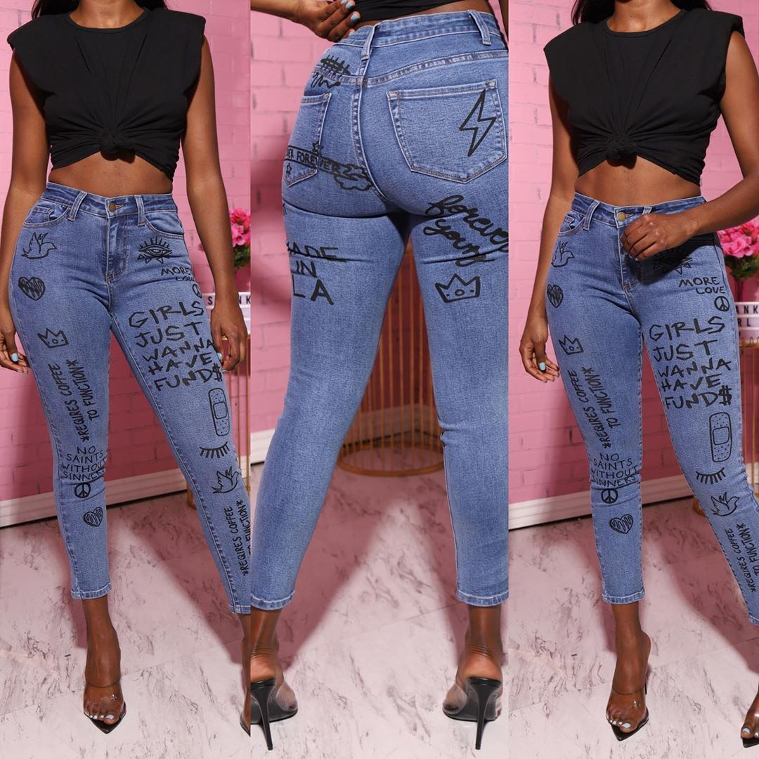 Hot sale printed jeans Angelwarriorfitness.com