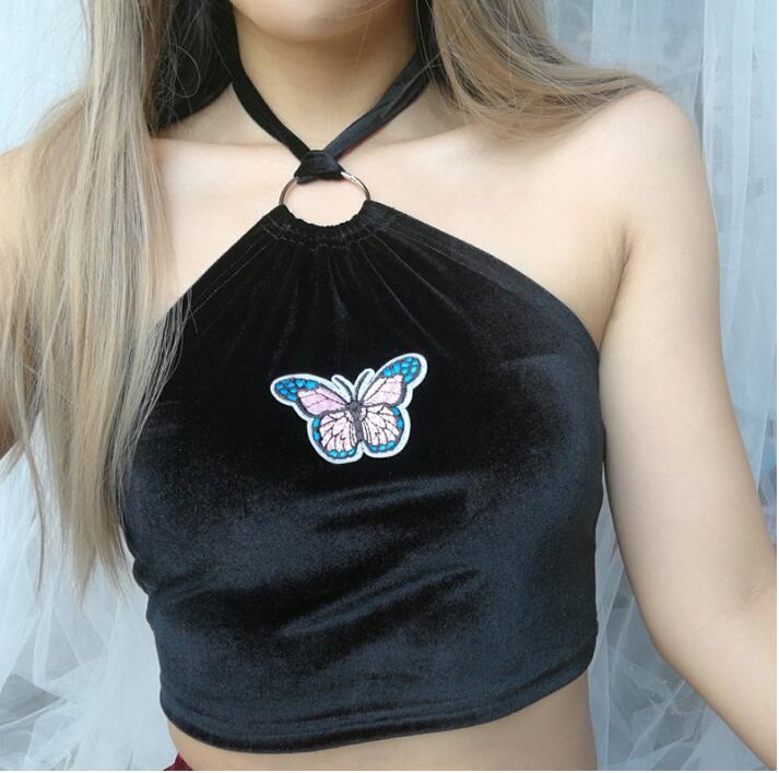 BUTTERFLY VELVET CROP TOP Angelwarriorfitness.com