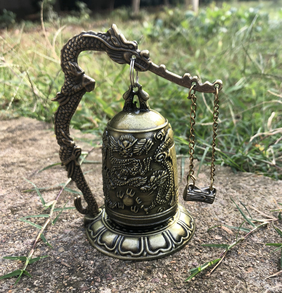 Bronze monk lock dragon clock Angelwarriorfitness.com