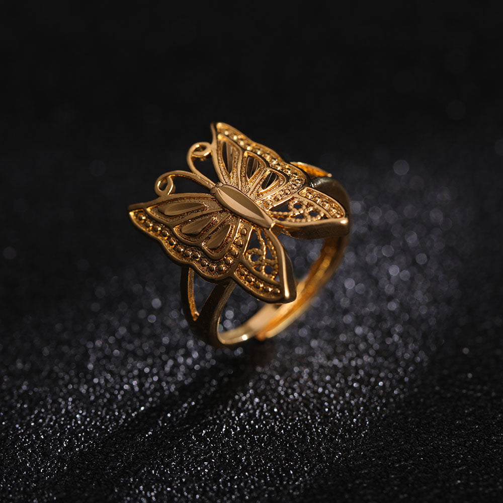 Gold-plated Butterfly Ring Women's Open Ring Angelwarriorfitness.com