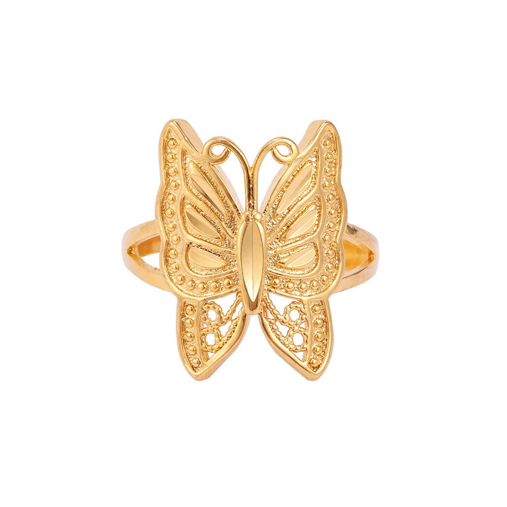 Gold-plated Butterfly Ring Women's Open Ring Angelwarriorfitness.com