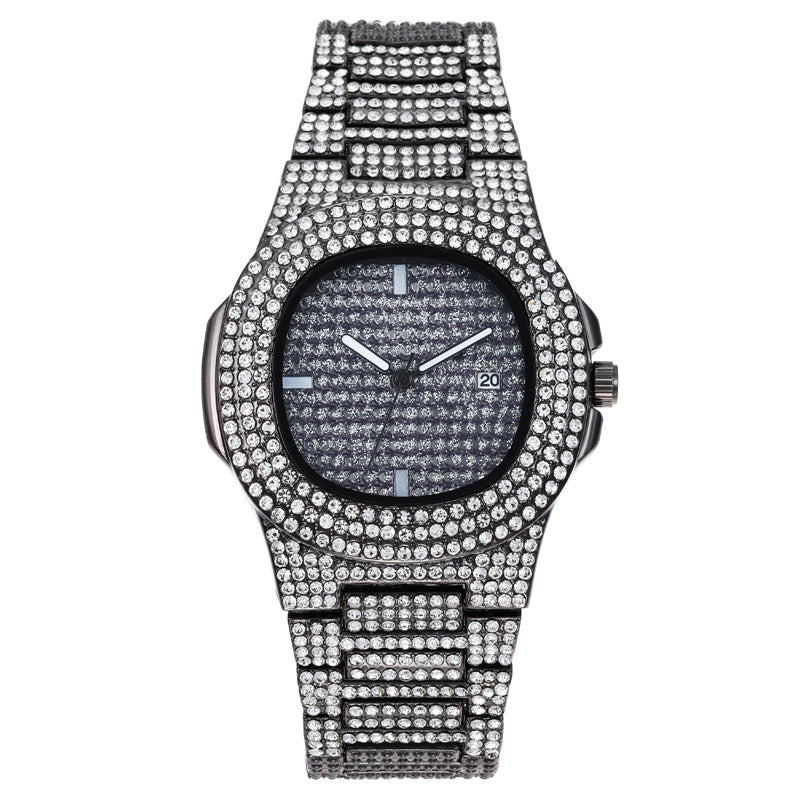 Mens Watches Luxury Brand Fashion Diamond Date Quartz Watch Angelwarriorfitness.com