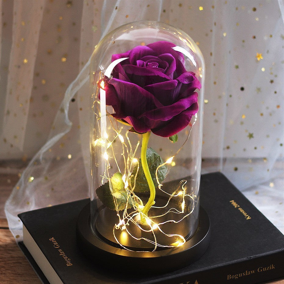 Mothers Day Wedding Favors Bridesmaid Gift Immortal Simulation Rose Glass Cover Luminous Led Ornament Angelwarriorfitness.com