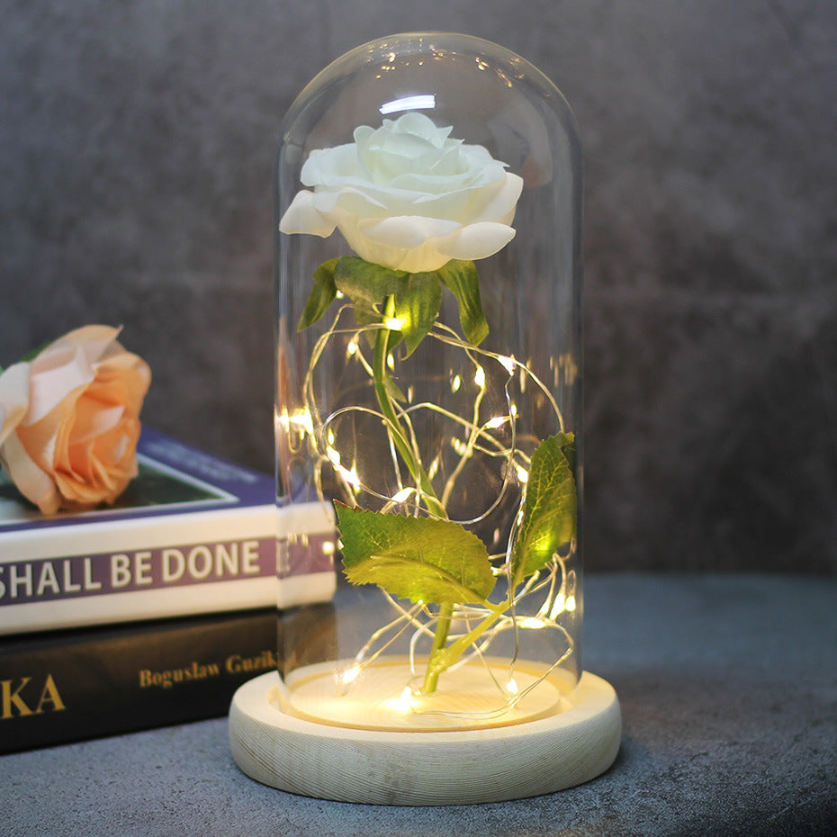 Mothers Day Wedding Favors Bridesmaid Gift Immortal Simulation Rose Glass Cover Luminous Led Ornament Angelwarriorfitness.com