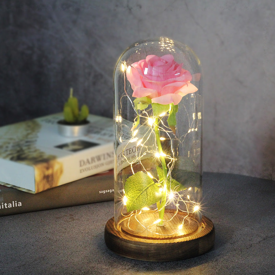 Mothers Day Wedding Favors Bridesmaid Gift Immortal Simulation Rose Glass Cover Luminous Led Ornament Angelwarriorfitness.com