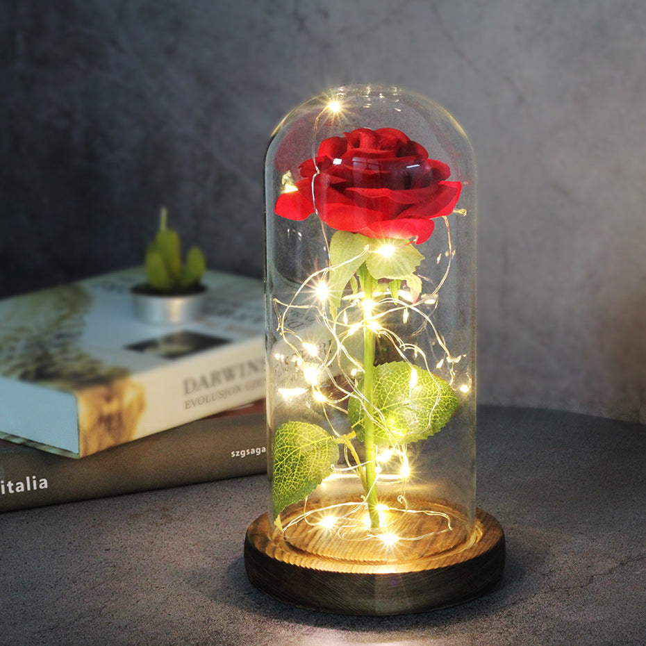 Mothers Day Wedding Favors Bridesmaid Gift Immortal Simulation Rose Glass Cover Luminous Led Ornament Angelwarriorfitness.com