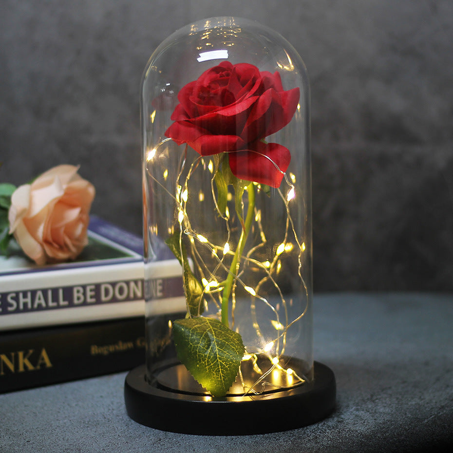 Mothers Day Wedding Favors Bridesmaid Gift Immortal Simulation Rose Glass Cover Luminous Led Ornament Angelwarriorfitness.com