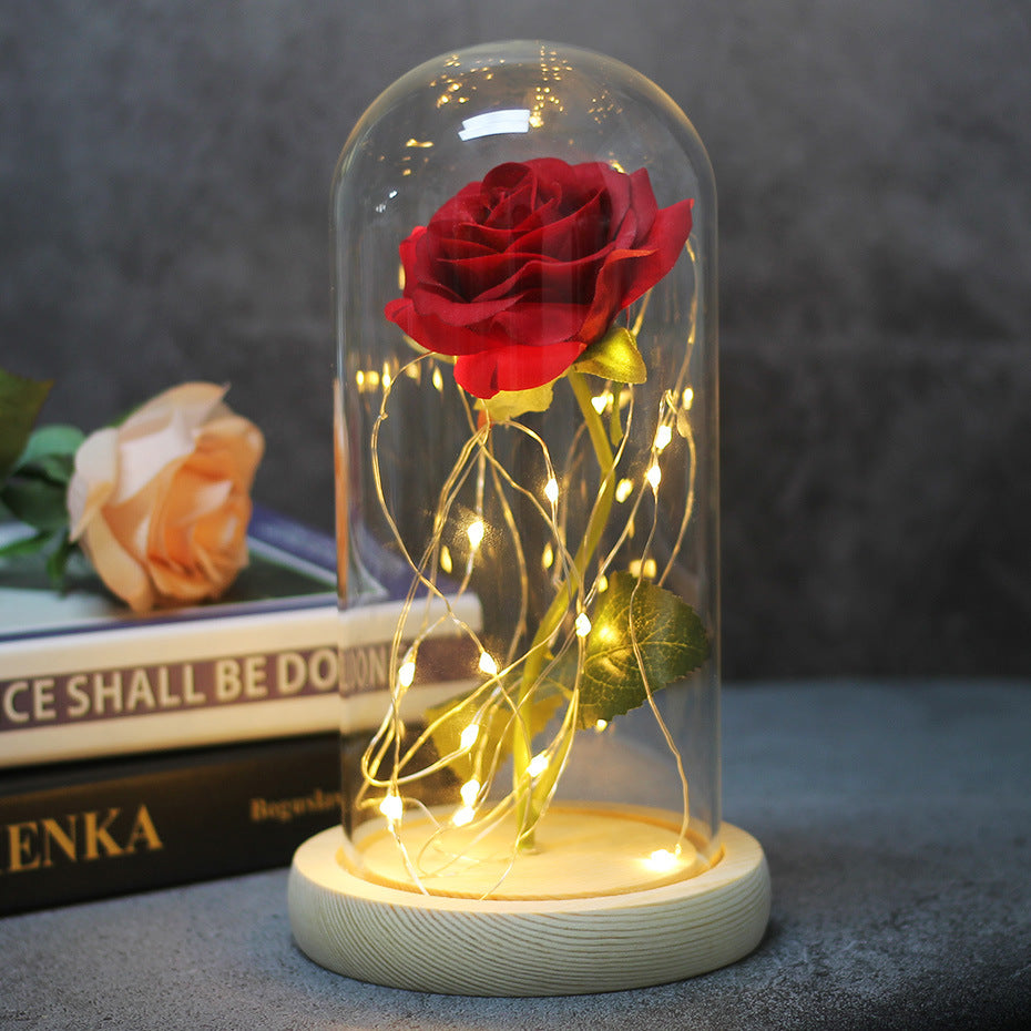 Mothers Day Wedding Favors Bridesmaid Gift Immortal Simulation Rose Glass Cover Luminous Led Ornament Angelwarriorfitness.com