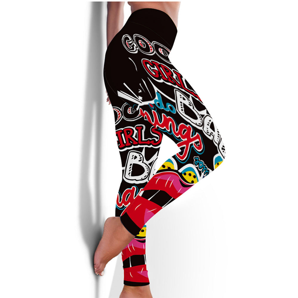 New Fitness High Elasticity Sweat-Absorbent Digital Printing Flower Butterfly Leggings High Waist Slim Yoga Pants Leggings Women Angelwarriorfitness.com