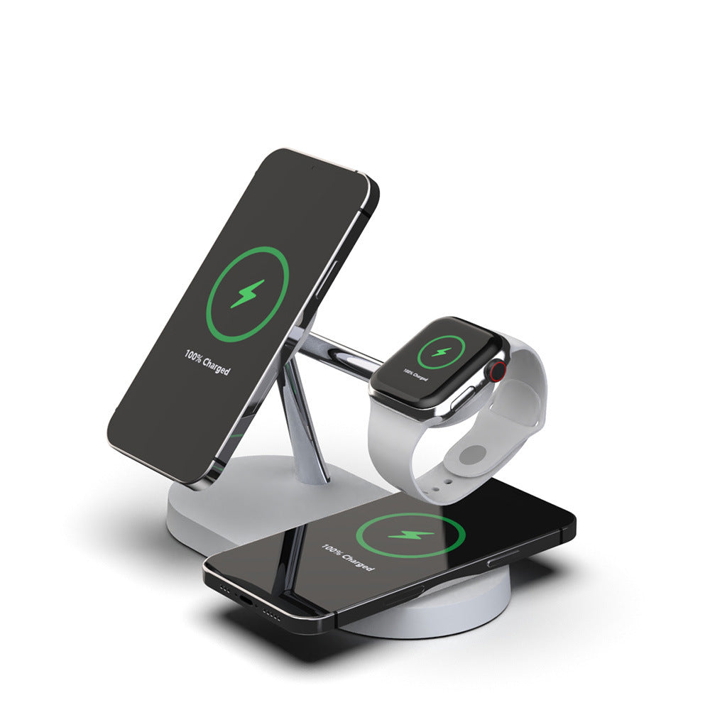 Multifunctional Five-In-One Magnetic Wireless Charging Watch Headset Desktop Mobile Phone Holder Charger 15W Fast Charge Angelwarriorfitness.com