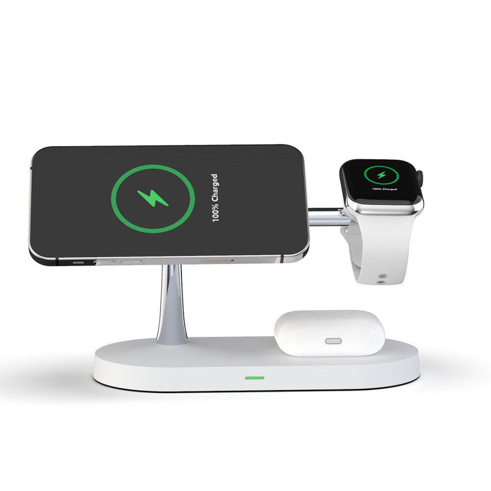 Multifunctional Five-In-One Magnetic Wireless Charging Watch Headset Desktop Mobile Phone Holder Charger 15W Fast Charge Angelwarriorfitness.com