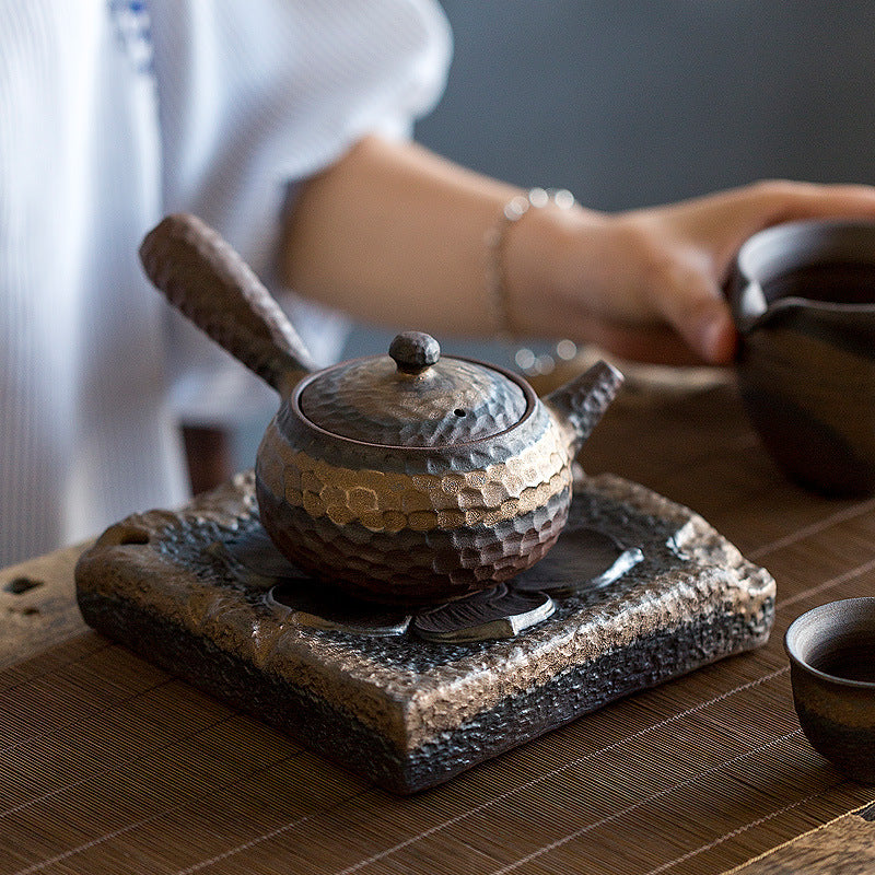 Handmade Stoneware Kiln Change Teapot, Hand-held Teapot Single Pot Angelwarriorfitness.com