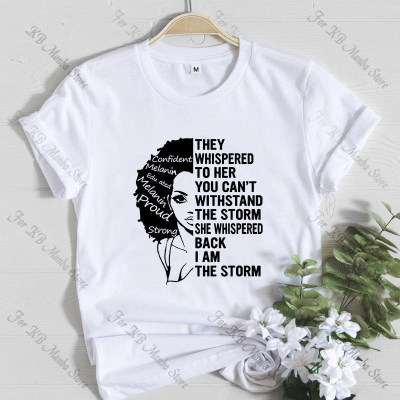 Women T Shirt Fashion Casual Cartoon Feminism Cartoon African Girl Print Ladies Short Sleeve T-shirt Angelwarriorfitness.com