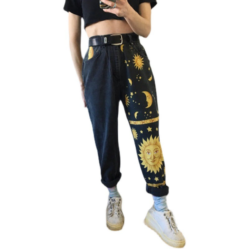 Europe And The United States New Ladies Fashion Fashion Printed Harem Pants Loose Jeans Angelwarriorfitness.com