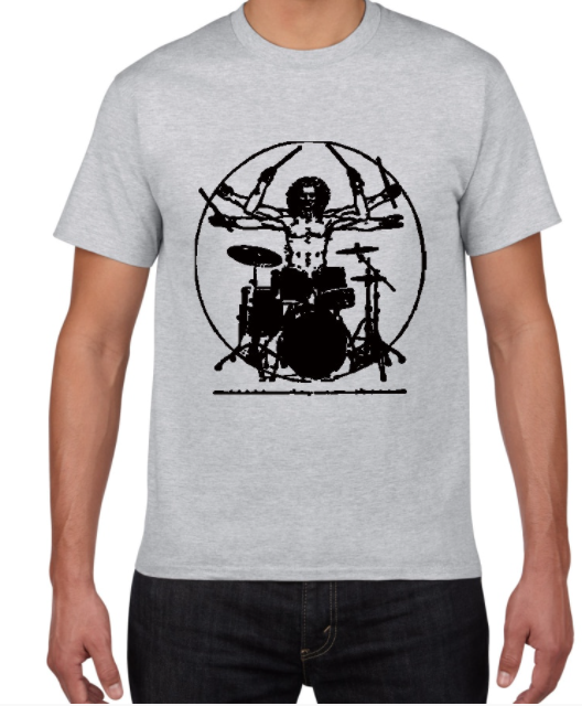 Drums Da Vinci Funny T Shirt Men Vitruvian Man Drummer Angelwarriorfitness.com