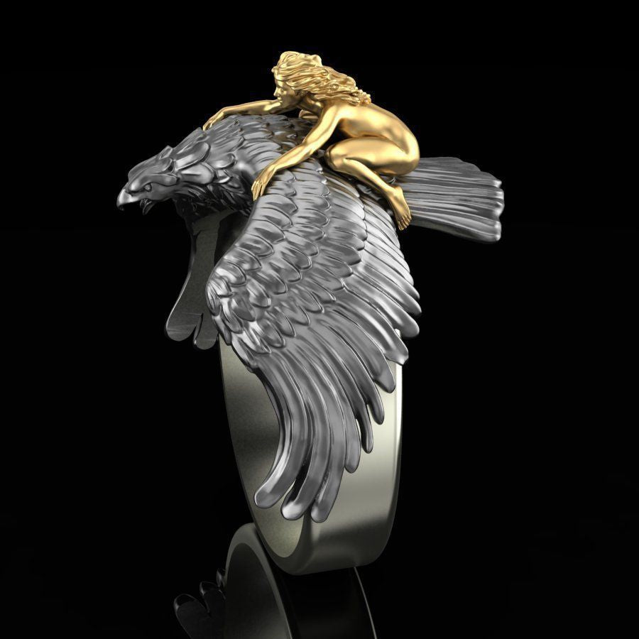 Flying Golden Girl Ring Fashion Creative Ring Angelwarriorfitness.com