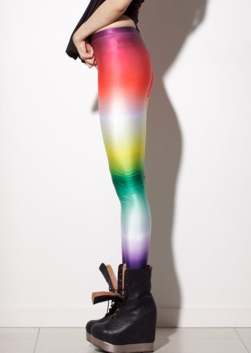 Slim Thin High Elastic Pants Gradient Rainbow Fashion Leggings Angelwarriorfitness.com