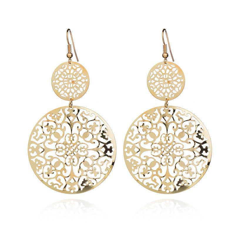 Womens Round Hollow Earrings Gold Filled Dangle Earrings Drop Earing Jewelry Angelwarriorfitness.com