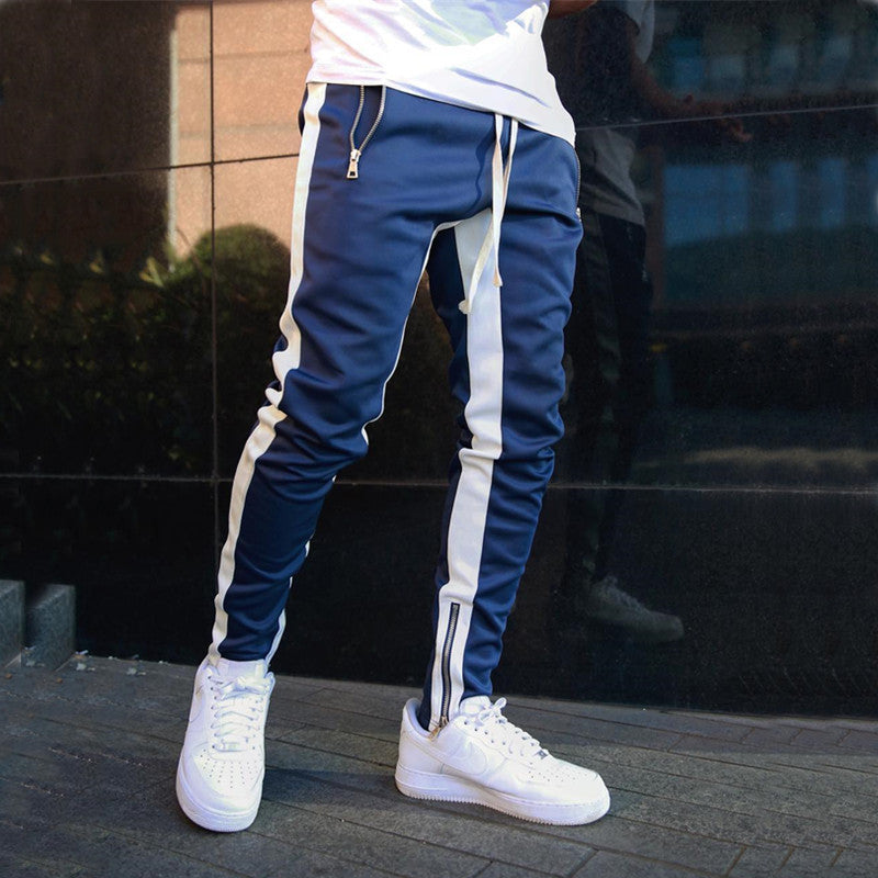 Men's Gym Slim Tapered Sweatpants Workout Jogging Pants Fitness Zipper Pockets Angelwarriorfitness.com