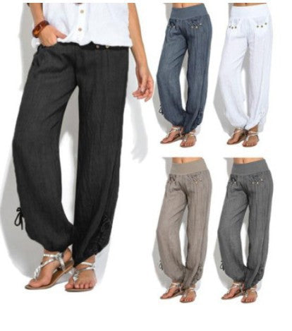 Buttoned casual wide-leg trousers Angelwarriorfitness.com