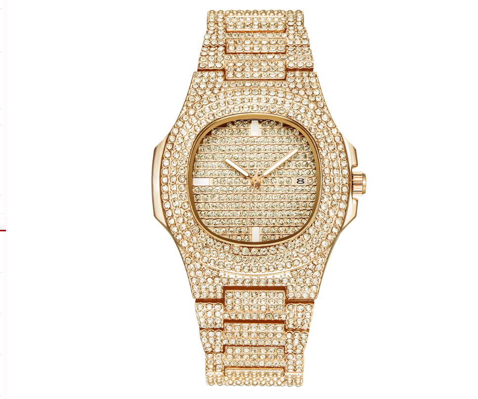 Mens Watches Luxury Brand Fashion Diamond Date Quartz Watch Angelwarriorfitness.com